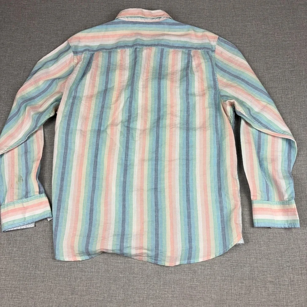 Tommy Bahama Shirt Mens Large Multicolor Striped Long Sleeve Linen Button Up